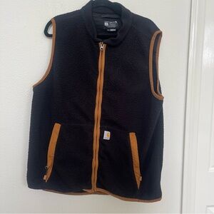 Carhartt Vest Relaxed Fit men L Tall 48” Black Sherpa Fleece Full Zip 104995-M